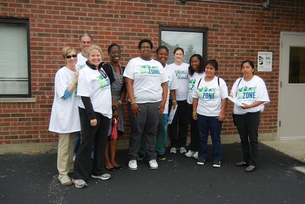 Block Captains gather before starting a walk through the East and Lower Price Hill neighborhoods