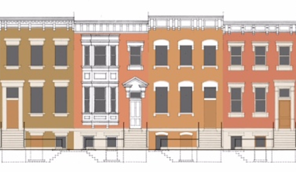 Rendering of new townhomes on West 15th Street near Elm