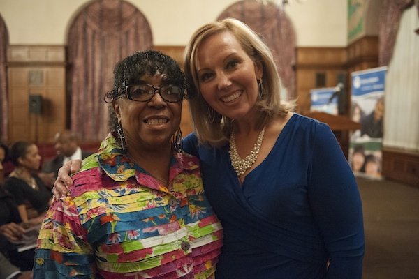 Award recipient Victoria Mitchell (left) with Literacy Network President Michelle Guenther