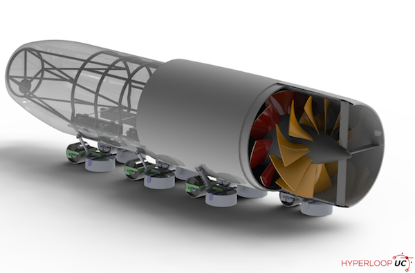 Rendering of Hyperloop UC's passenger pod design