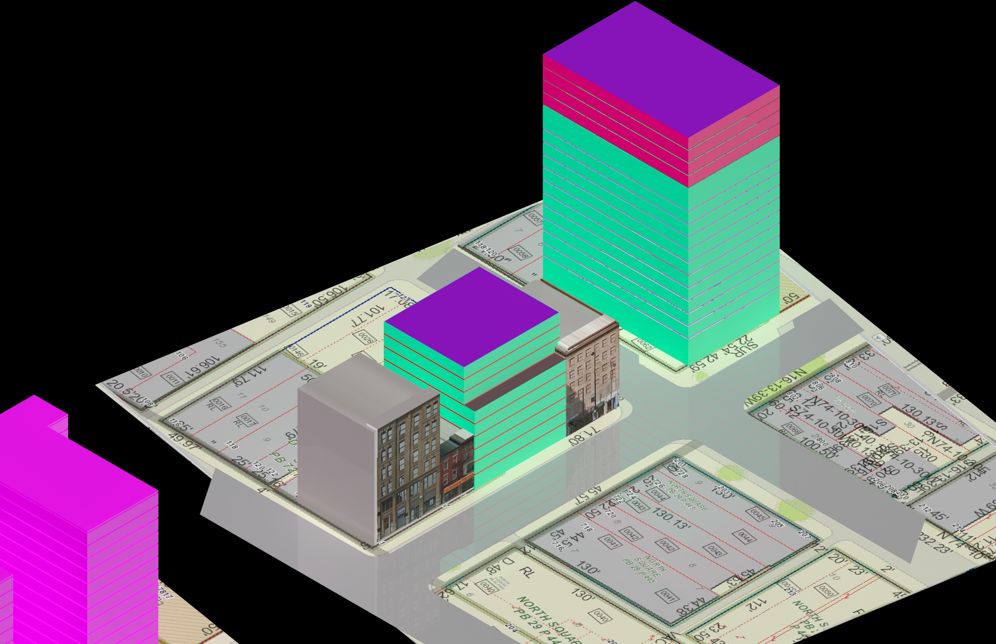 During its presentation to the Historic Conservation Board, developers showed how its project couldn't succeed if forced to keep the historic building at 721 Main St.