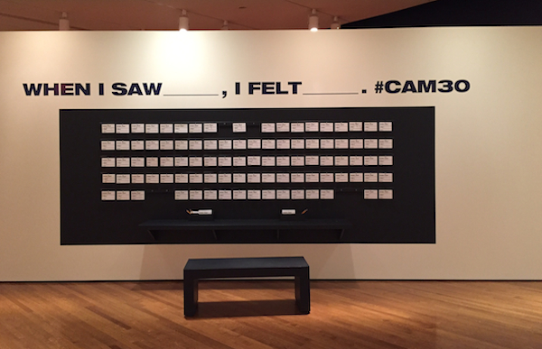 The "30 Americans" exhibition has a feedback wall asking visitors to comment on specific pieces