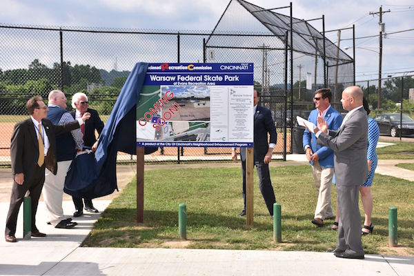 City and community leaders gathered for the unveiling of the plans for Evans Recreation Center. 