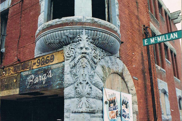 Old photo shows original Green Man carving, which now overlooks its namesake park.