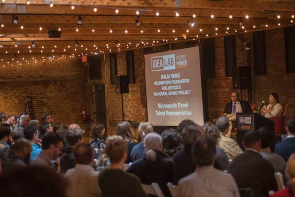 Nicholson and Vang answer questions from the audience at IDEALAB.