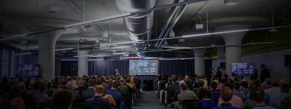 A photo from last year's Demo Day, which featured pitches from UpTech's fourth cohort.