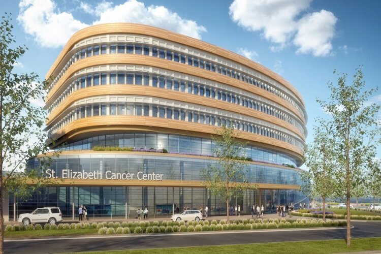 A rendering of the St. Elizabeth Cancer Center, now under construction.
