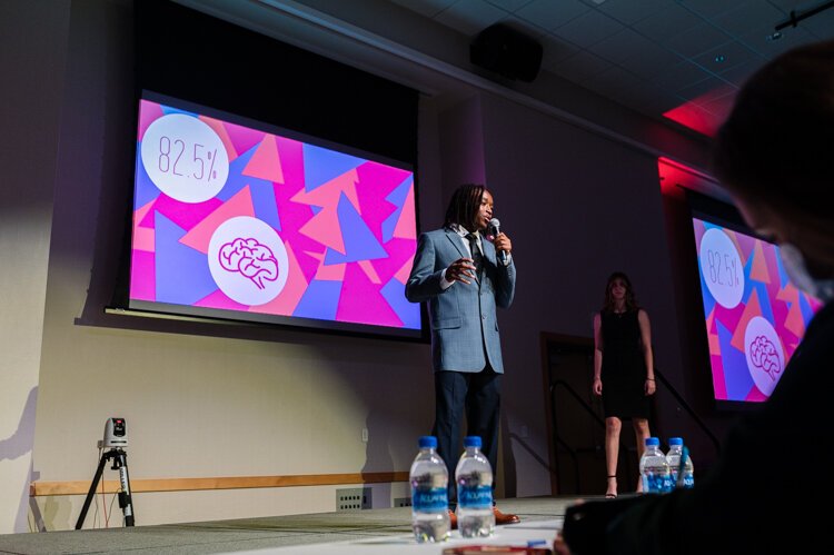 Keith Griffith III pitches his business at Demo Day.