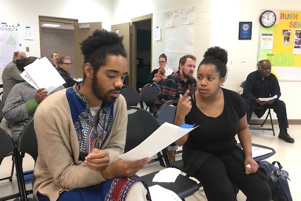 WHRF board president Christina Brown (right) weighs in with other residents at a recent town hall.