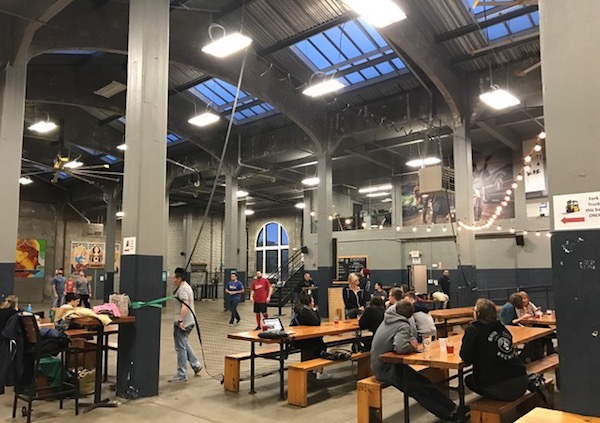 Locals gather for wiffle ball at Rhinegeist on a recent Monday night.