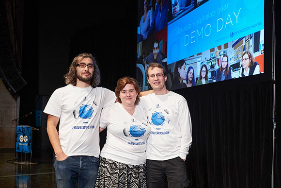 (L-R) Arman Bimatov, Alla Safonova and Maxim Likhachev of TravelWits