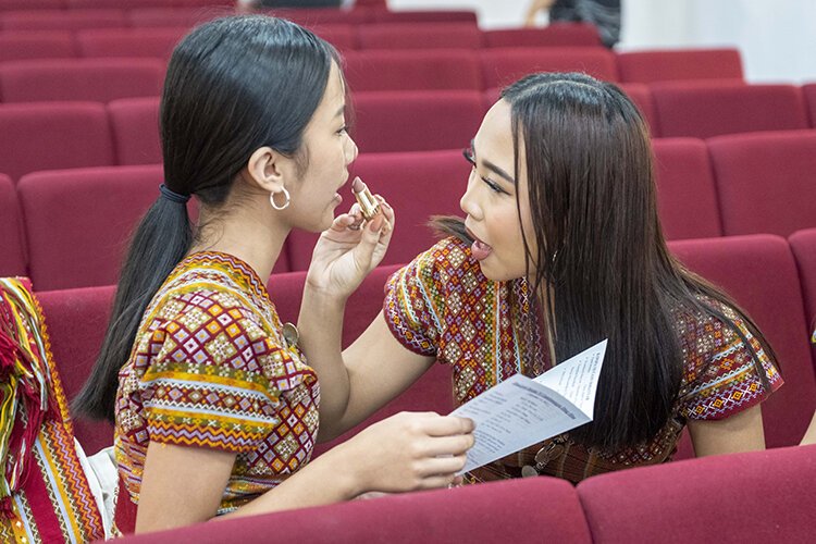 Preparing for their Sunday service presentation at Zion Chin Baptist Church. 