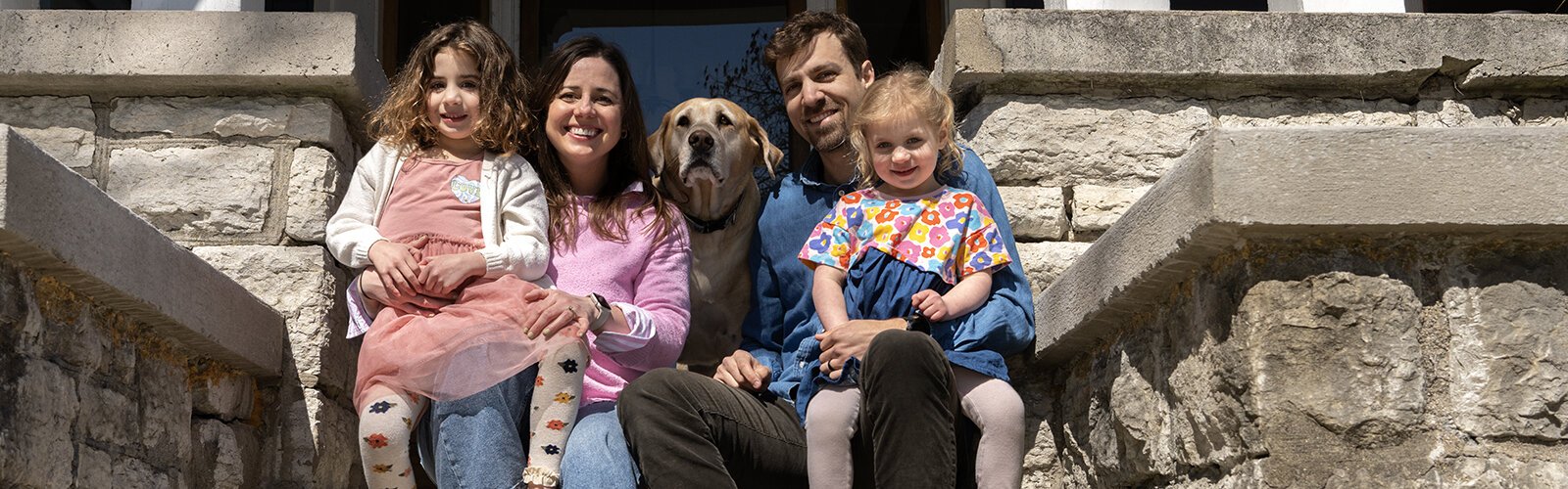 The Leichty family of Norwood. From left, Maxwell, Allie, Willie the dog, Ben, Ellison.