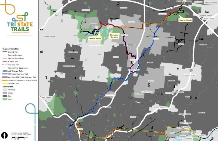 A concept map of the proposed Triangle Trail.