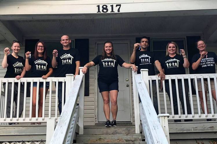 Barracks Project leadership includes, from left, Courtney Lyn Nelson, Jordan Nicole Yelton, Chris Harrison, Felicia Huesman, Brian Paul, Kailyn Campbell, and Beth McCubbin.