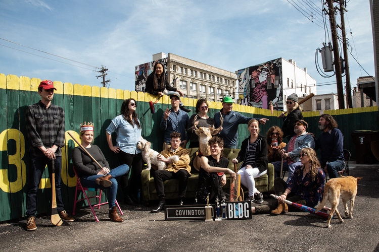 Looking much like album cover art, staff at BLDG gathered for this shot to invite guests to their annual Opening Day party.