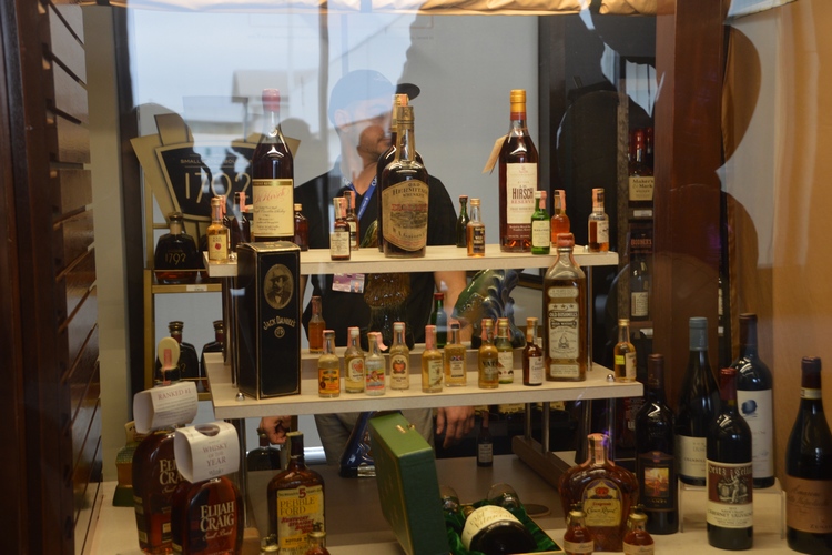 A display of antique bourbons available at the Cork 'N Bottle's CVG location.
