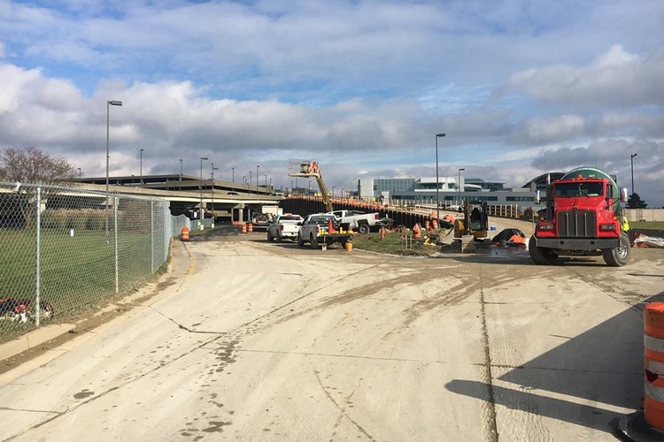 A recent shot of ramp work under construction on CVG's entrance road.