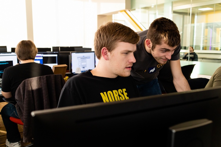 Cyber Defense team members Benjamin Pohlabeln and Bradley Hatting