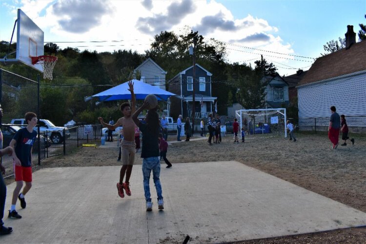 A basketball court was added to Peaselburg Park to bring the big kids to the space.