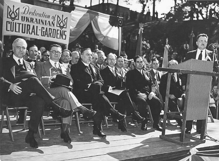 Speakers at dedication of Ukrainian Cultural Garden in 1940